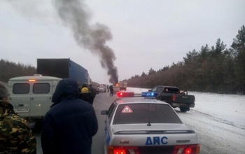 Под Оренбургом в пути загорелась ГАЗель