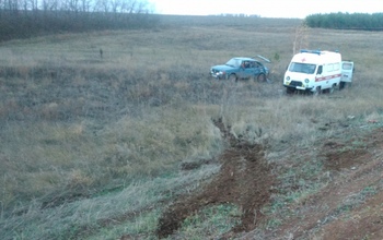 Под Оренбургом легковушка улетела в кювет и перевернулась