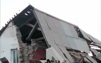 Появилось видео обрушившегося дома в Оренбуржье: есть пострадавший