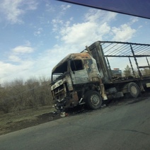 Ночью в Оренбурге сгорел дотла грузовой автомобиль