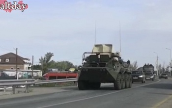 Колонна военной техники прошла через Соль-Илецк в сторону Казахстана