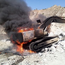 В Домбаровском районе в карьере дотла сгорел экскаватор