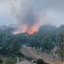 В районе Красной площади в Оренбурге загорелся лес