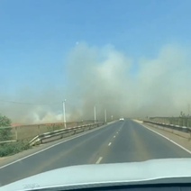 В Сорочинске горит сухая трава, огонь перекинулся на дачи
