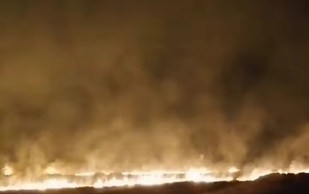Вдоль трассы Оренбург - Соль-Илецк полыхают поля