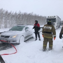 В Бузулукском районе из-за фуры образовался на дороге затор из авто