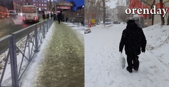 «Танцы» на льду для оренбуржцев закончились: от гололёда спас снегопад