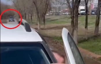 В Оренбурге оштрафовали автохама, ехавшего по пешеходной дорожке в парке 