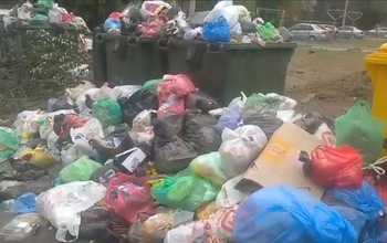 В Оренбурге двор возле ЗАГСа завален мусором