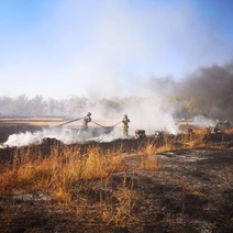 В Новотроицке природный пожар угрожал гаражам