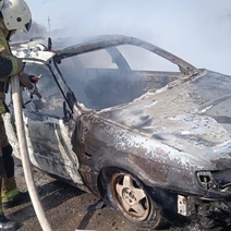 В Переволоцком районе прямо на дороге сгорел автомобиль