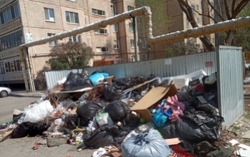 В Оренбурге на улице Чкалова уже три недели не вывозят мусор с контейнерной площадки