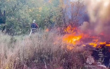 В Оренбурге вблизи ж/д путей горела сухая трава