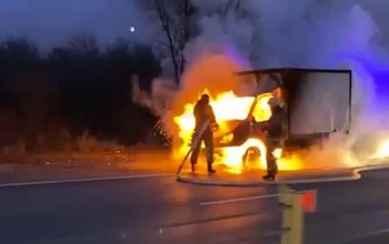 В Оренбурге на Загородном шоссе сгорела Газель