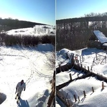 Оренбуржец с удивлением обнаружил у себя во дворе охотника