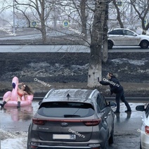 Не надо берега морского: оренбурженка разделась и устроила заплыв на фламинго