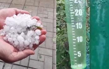 На дворе пекло и град: в выходные оренбуржцы горстями собирали ледяные горошины