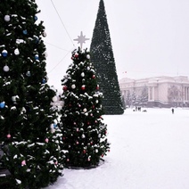 В Оренбурге на площади Ленина вандалы снимают и разбивают игрушки на елках