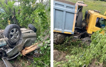 В Оренбурге у моста через Урал два автомобиля слетели вниз с высоты – два человека погибли