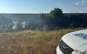 В Орске инспекторы ГИБДД потушили степной пожар