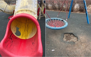 В Оренбурге детская площадка, где выступают депутаты, стала травмоопасной