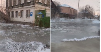 В Оренбурге на улице Пролетарской образовалось ледяное озеро