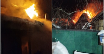 Крупный пожар в посёлке Каргала уничтожил несколько построек