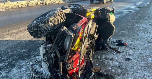 Под Оренбургом перевернулся снегоболотоход