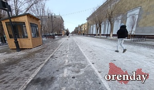 В Оренбурге улица Советская покрылась белым налетом от соли