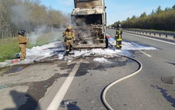 На подъезде к Оренбургу загорелась фура