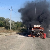 Водитель на трассе Оренбург – Орск успел остановиться до пожара