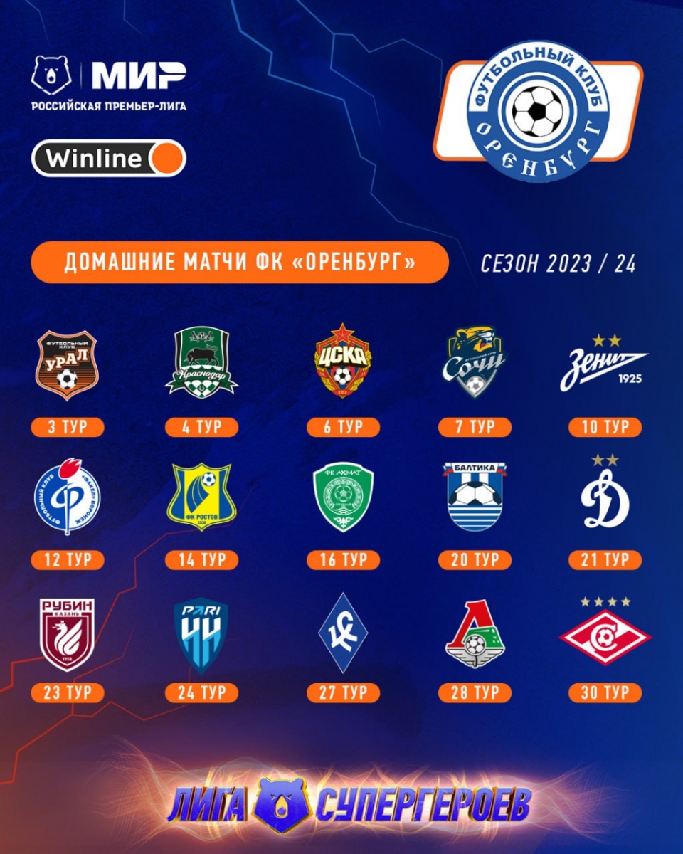 Календарь РПЛ на сезон 2023/2024: «Оренбург» стартует матчем со «Спартаком»  | Новости Оренбурга